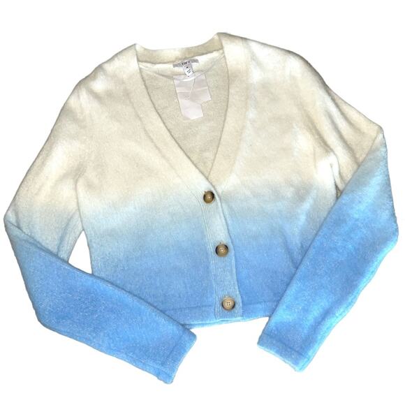 Bar III White Blue Ombre Knit V-neck Cardigan Sweater size Medium New with Tags - Picture 7 of 10